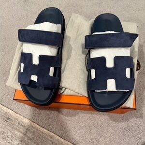 Hermes Navy Blue Suede Chypres